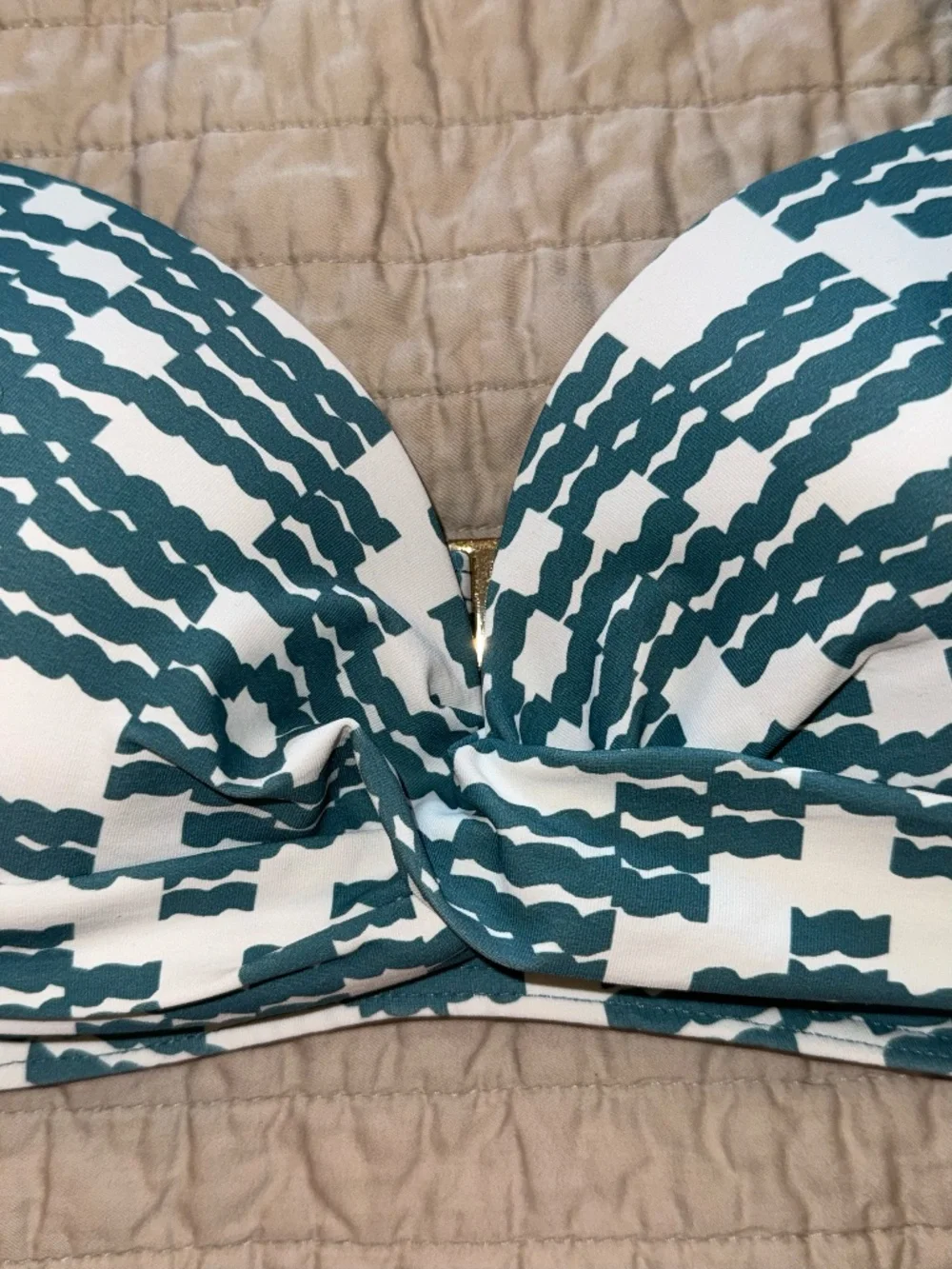 Kate Spade Large L Harbor Fog swimsuit bikini top